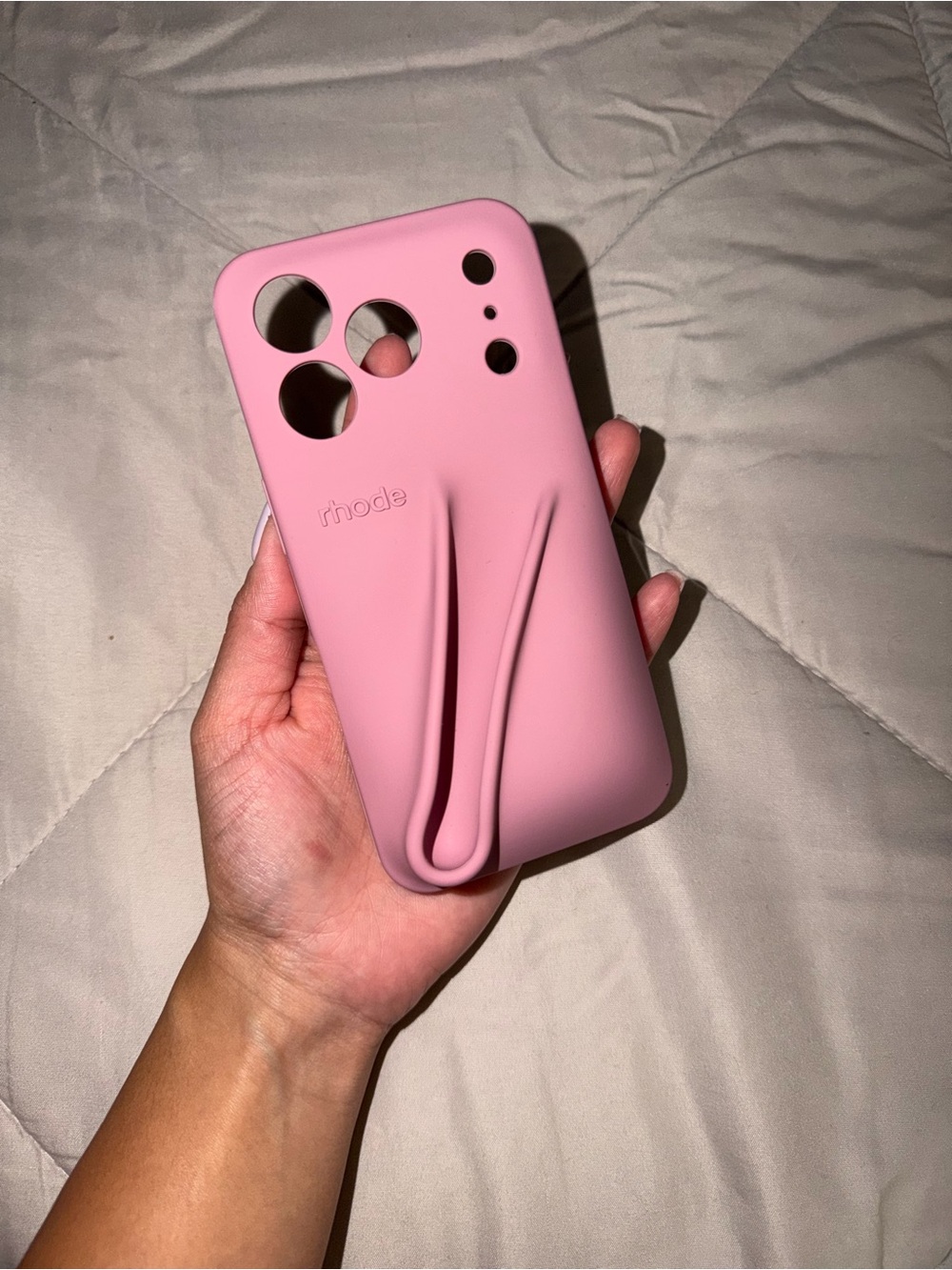 RHODE Pink Silicone Phone Case with Built-In Strap